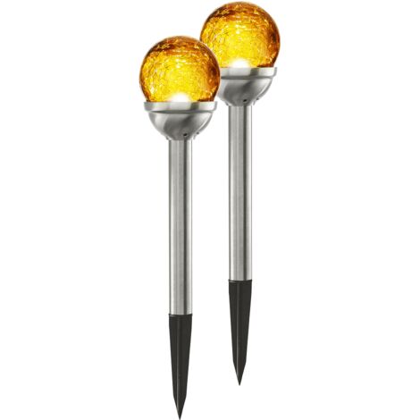 Solarleuchten Roma BUVTEC 2er Set, chrom/amber
