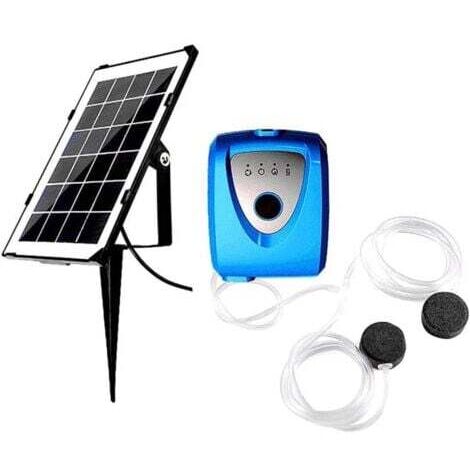 Solarluftpumpe, Aquarium-Belüfter, Teichbelüfter, mit Aquarium-Sauerstoffschlauch und Luftstein (blau)