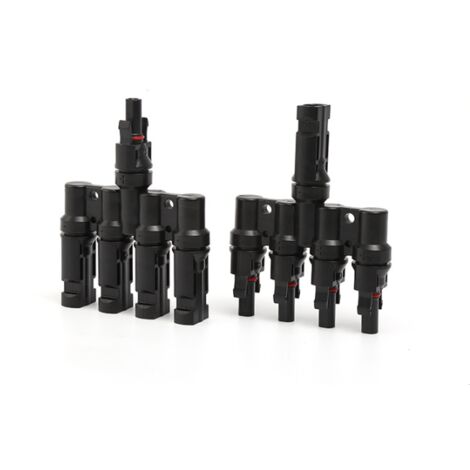 Solarpanel-T-Abzweigverbinder, Kabelkupplung, Schaltkabel – 1 Stecker auf 4 Buchsen (M/4F) und 1 Buchse auf 4 Stecker (F/4M), 1 Paar