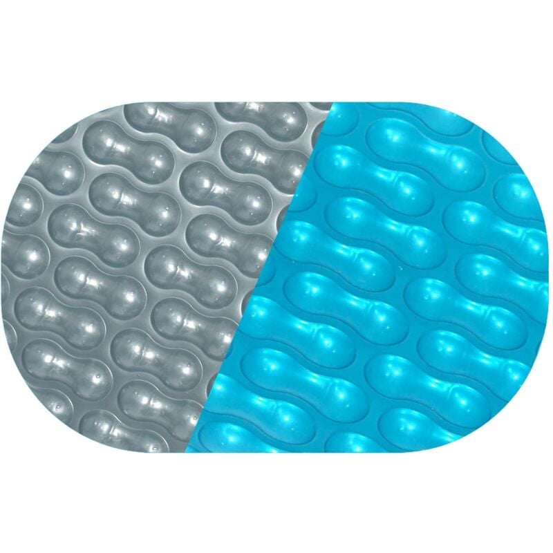 Bâche solaire ovale 737x360cm Darkblue-Silver 400µm Geobubble isolation piscine