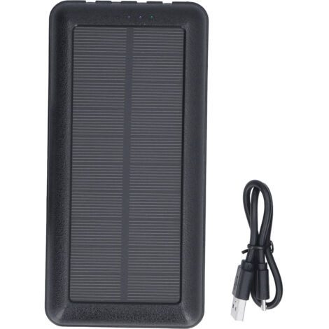 Solarstromquelle mit externem Akku, 2 LEDs, 30000 mAh, für Camping, Wandern und Outdoor-Aktivitäten, Schwarz