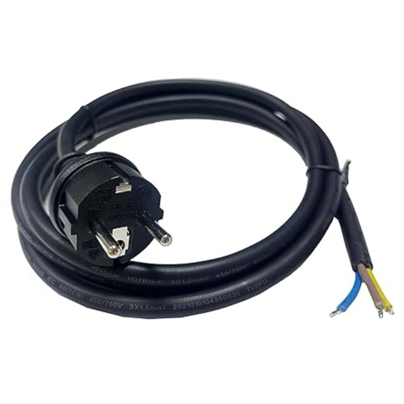 Solarsys - 5M Cordon d'alimentation en Caoutchouc H07RN-F 3x1,5mm, Photovoltaïque ac Câble avec Prise Schuko (cee 7/7) pour Micro-onduleur APsystems