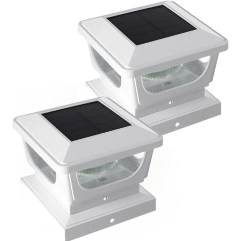 Solarsys® - Lampes Solaires Pour Poteau de Clôture et Rambardes de Porches, Blanc, Lot de 2