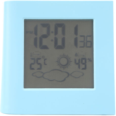 Solarwecker mit Dual-Energie-Funktion und Wettervorhersage (Temperatur und Luftfeuchtigkeit) – Blau