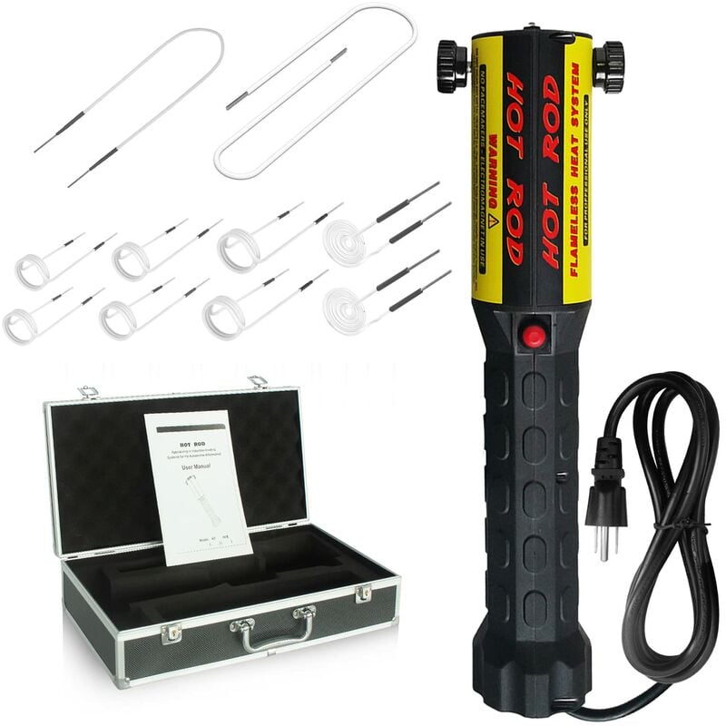 Kit de Chauffage à Induction Magnétique 1KW, sans Flamme avec 10 Bobines, Pour Desserrer les Boulons Rouillés, boite noir - Jaune - Solary