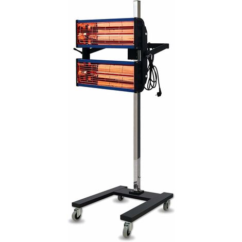 SOLARY Lampe de Séchage de Peinture Infrarouge avec Support, Mobile avec roues, Réglable en Hauteur avec Minuterie pour la Réparation de carrosserie etc, 2x1050 W, Blue - Blue