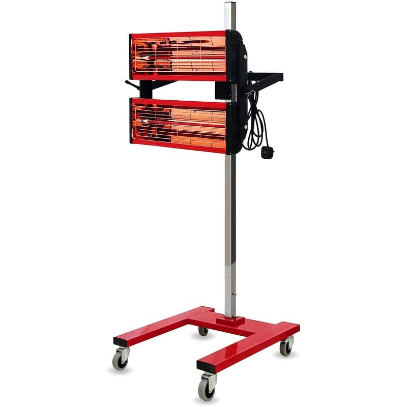SOLARY Lampe de Séchage de Peinture Infrarouge avec Support, Mobile avec roues, Réglable en Hauteur avec Minuterie pour la Réparation de carrosserie