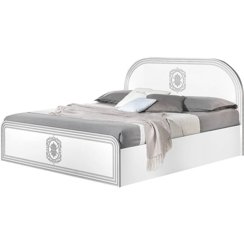 Altobuy - solaya blanche - Lit 160x200cm avec Tête de Lit Arrondie