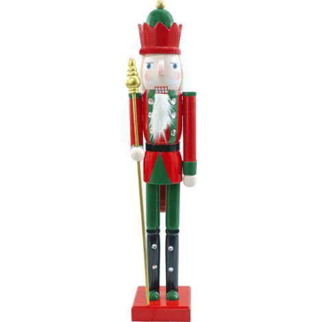 Soldado Cascanueces de madera 50H 433032 Decoraciones Navideñas Rojo y Verde