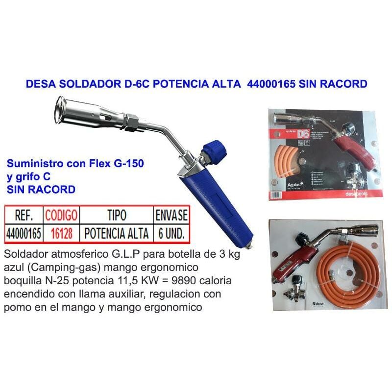 

Soldador A Gas Butano/Propano Manguera Con Flexo D6-C - Desa