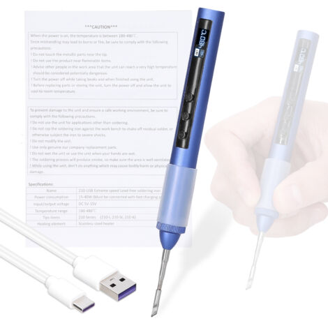 Soldador eléctrico inteligente, estación de soldadura portátil USB, temperatura de 180 a 480 °C, pantalla OLED, lápiz de soldadura con ajuste de temperatura y función de calibración.