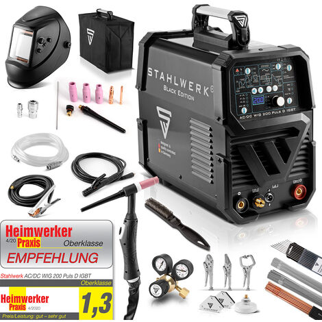 Soldadora totalmente equipada STAHLWERK AC DC Wig 200 Pulse D IGBT Pulse function - schwarz