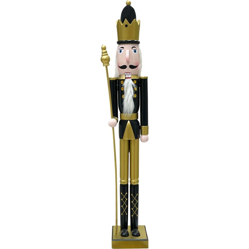 Soldat Casse-Noisette 90H cm 433013 Décoration de Noël Or Noir avec sceptre