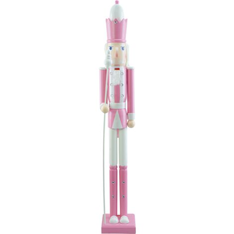 Soldat Casse-Noisette en bois 120H 433053 Décorations de Noël rose avec sceptre