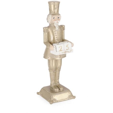 Soldatino "Edwyn" champagne in poliresina per decorazioni natalizie -H 31.5 cm