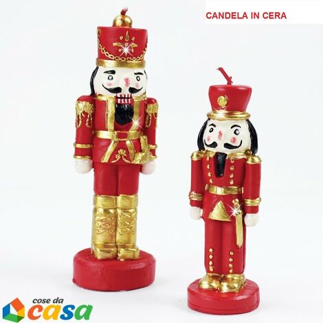 Soldatino schiaccianoci cm16 candela cera per decorazioni natale addobbi casa