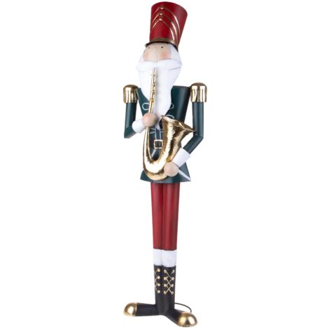 Soldatino schiaccianoci con tromba, h 102cm per decorazioni interne