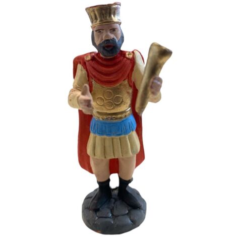 Soldato romano con tromba statuetta in terracotta artigianale per presepe napoletano da h 10 cm