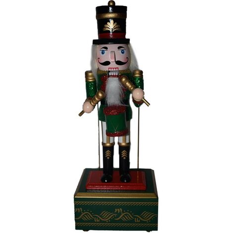 Soldato schiaccianoci in legno con carillon e movimenti soldatino per regali di natale addobbi decorazione da collezione