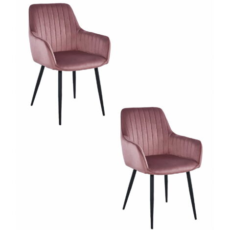 SOLDEN Stuhl - rosa Samt / schwarze Beine x 2