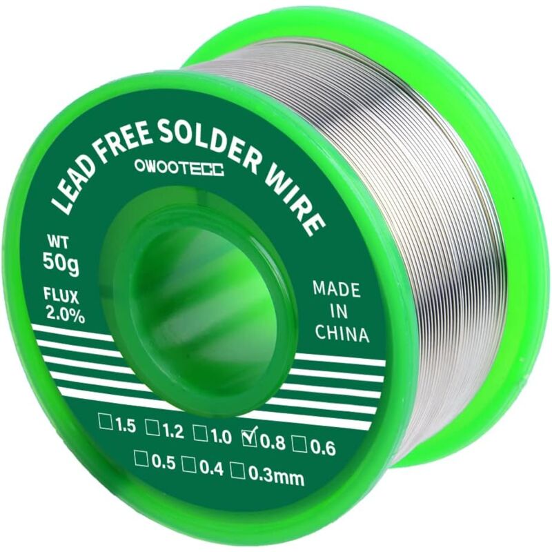Solder Wire, Lead-Free Soldering Wire with Rosin Core for Electric Soldering and DIY-(Sn99.3 Cu0.7/0.8 mm, 50 g)