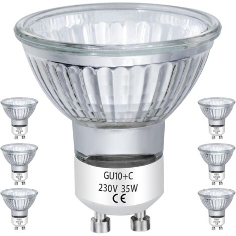Soldes Ampoules Halogènes GU10 35W 230v MR16 pour Rail, encastré, éclairage d'accentuation, plafonnier, hotte, dimmable blanc chaud, lot de 6