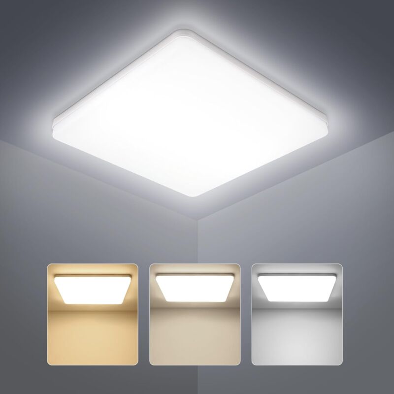 Soldes LED Plafonnier 48W Carré - Blanc Chaud/Blanc Neutre/Blanc Froid Moderne Lampe de Plafond 4653LM - Luminaire Plafonniers Mince Panel Blanc