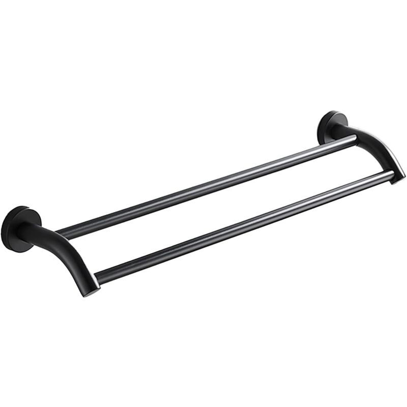 Soldes Porte-Serviettes Mural Noir, Porte-Serviettes Rond en Acier Inoxydable, Porte-Serviettes Double, Accessoires de Cuisine de Salle de Bain, 60 cm