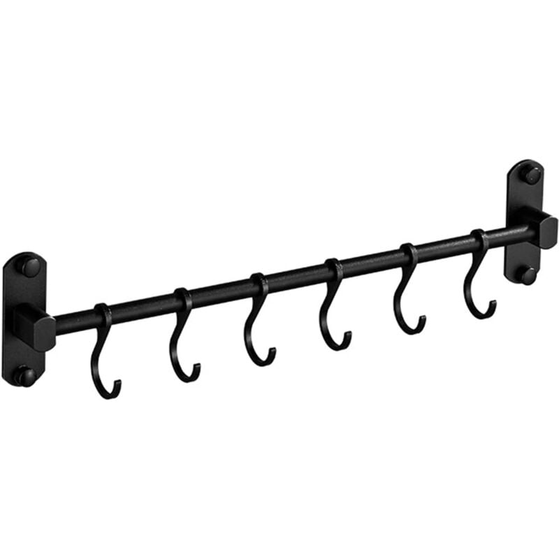 Soldes Rails de cuisine avec 8 crochets coulissants, support mural pour ustensiles de cuisine, crochets pour casseroles et poêles, ensemble de