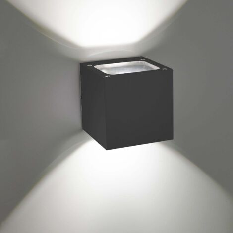 Sole Applique LED IP54 pour extérieur et intérieur en aluminium moulé sous pression Gris Foncé 2x10W 3000K design moderne compact et polyvalent