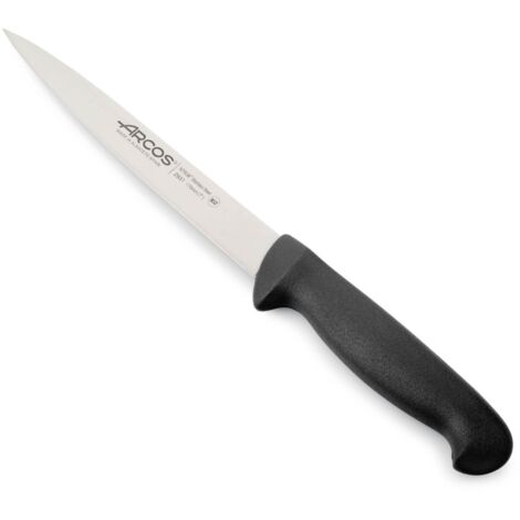 Sole coltello Arcos Colore - Prof 293125 con tasche in acciaio inox Nitrum e mango ergonomico nero Polipropilene e 17 cm di lama, manica display