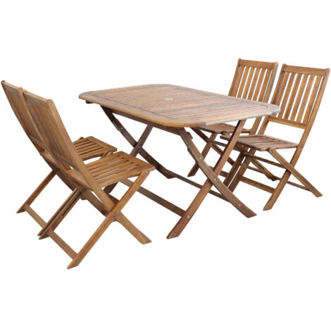 SOLEA - set tavolo in alluminio e teak cm 150 x 80 x 74 h con 4 sedie Dresda