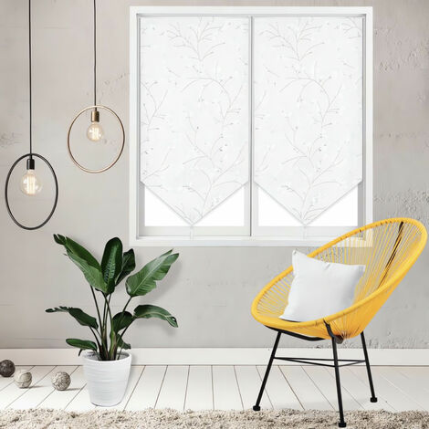 Soleil D Ocre – Brise bise 60x120 cm OSAKA – 100% polyester Jacquard – Passe tringle avec pompon – Motif floral d'inspiration orientale