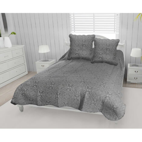 Soleil D Ocre – Couvre lit boutis 220x240 cm double face – 100% coton pré-lavé – Finition bords festonnés – Avec 2 taies d'oreiller 65x65 cm