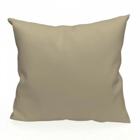 Soleil D Ocre – Housse de coussin unie 60x60 cm taupe – 100% polyester – Lavable à 30°C – Fermeture zip discrète