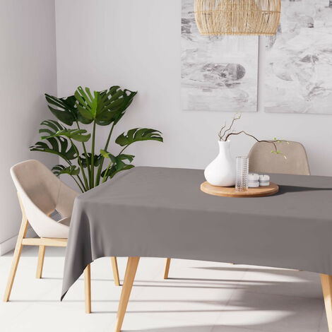 Soleil D Ocre – Nappe anti-tâches rectangle 140x240 cm – 100% polyester – Waterproof et entretien facile – Couleur gris élégant