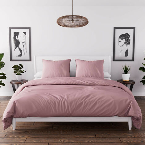 Soleil D Ocre – Parure de lit 260x240 cm – Housse de couette en microfibre lavée – Couleur vieux rose – 2 taies d'oreiller 63x63 cm