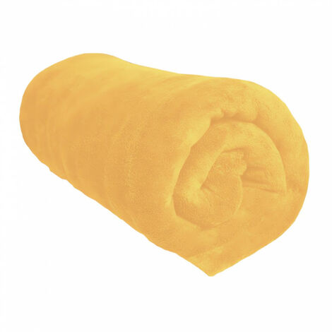 Soleil D Ocre – Plaid microfibre polaire 140x200 cm jaune – Extra-doux et léger – Traité antipeluches – Confort optimal pour bien-être