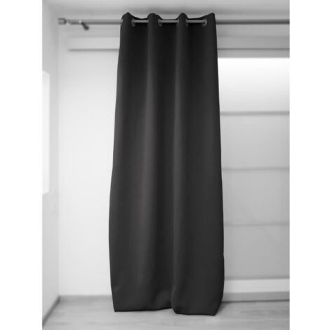 Soleil D Ocre – Rideau occultant 135x250 cm noir – 100% polyester – 8 œillets inoxydables – Entretien facile, lavable en machine à 30°C