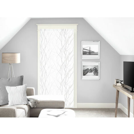 Soleil D Ocre – Voilage porte fenêtre 90x200 cm – 100% polyester – Motifs sobres pour intérieur chic – Brise bise Liane blanc