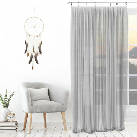 Soleil D Ocre – Voilage uni 135x250 cm – 80% polyester, 20% coton – Finition 8 anneaux inox anti-rouille – Effet froissé naturel