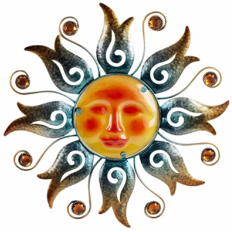 Soleil déco murale 39 x 39 cm - modèle Bleu et Or