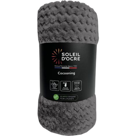 Soleil d’Ocre Cocooning Plaid, coperta da 180 x 220 cm, di colore grigio