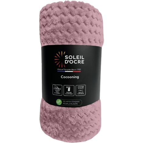 Soleil d’Ocre Cocooning Plaid, coperta da 180 x 220 cm, di colore rosa antico