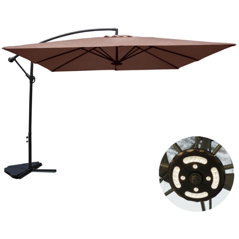 Solenzara à LED chocolat : Parasol à LED déporté 3x3m