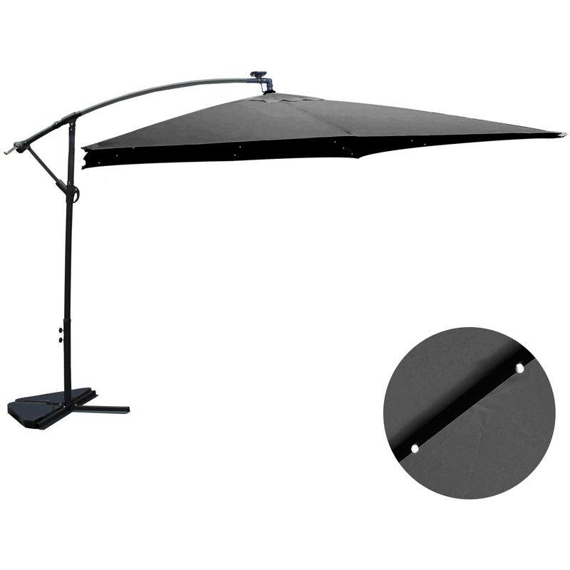 Parasol LED déporté carré 3x3m gris SOLENZARA BULLE