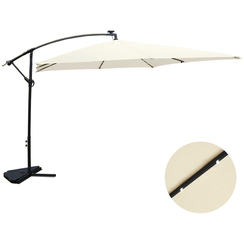 Solenzara Bulle écru : parasol LED déporté 3x3m