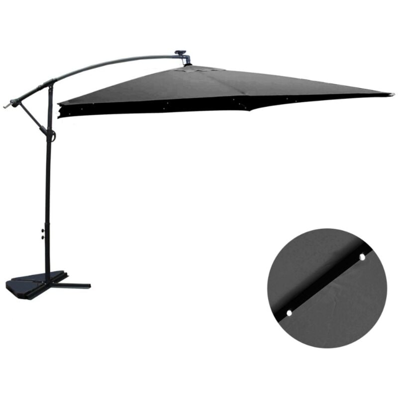 

Solenzara Bulle gris: Parasol excéntrica con LED de 3 x 3 m - Gris