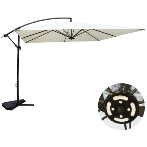 Solenzara con LED crudo: Sombrilla excéntrica con LED 3 x 3 m