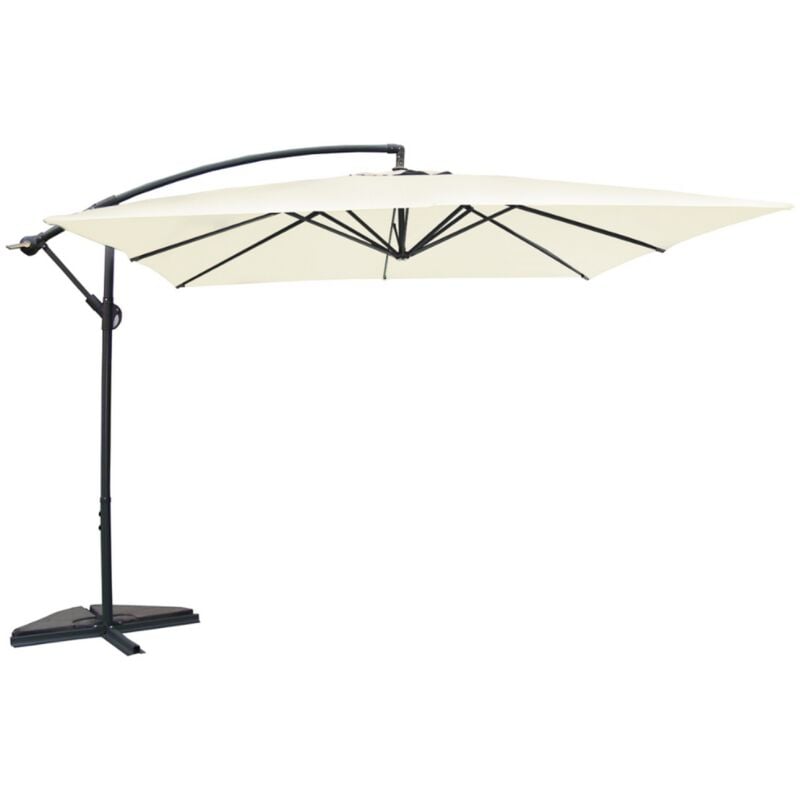 Solenzara - Parasol déporté carré 3x3m écru en aluminium